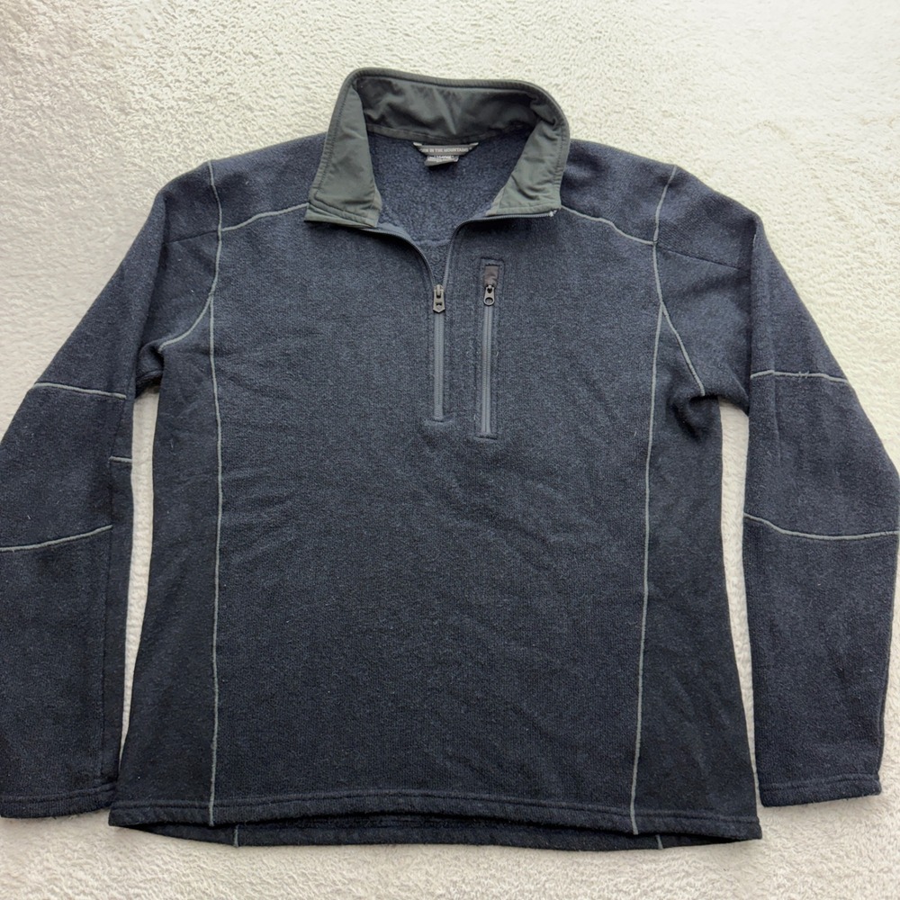 Kuhl Interceptr Mens XL Quarter Zip Fleece Pullover Navy Blue Alfpaca Gold